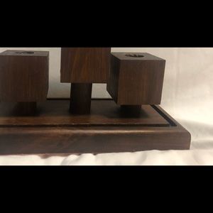 Vintage Wood 3-Holder Candelabra